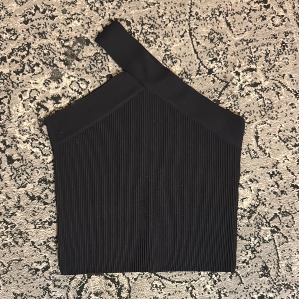 Joe’s Black ribbed cut out One-Shoulder tank